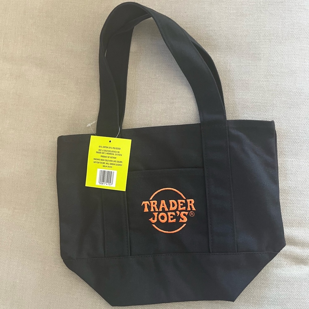 Trader Joe's Black Mini Tote Bag Halloween